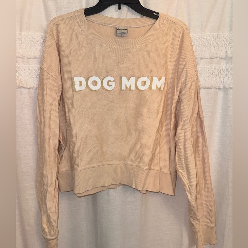 Chicka-D Dog Mom Corded Cropped Crewneck